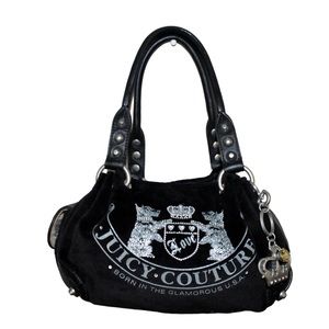 Vintage Juicy Couture Velour Daydreamer Scottie Dogs Black y2k Bag crown crest